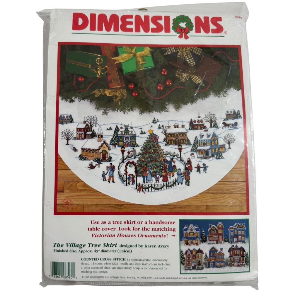 Vintage Dimensions The Village Tree Skirt Counted Cross Stitch Kit Karen Avery